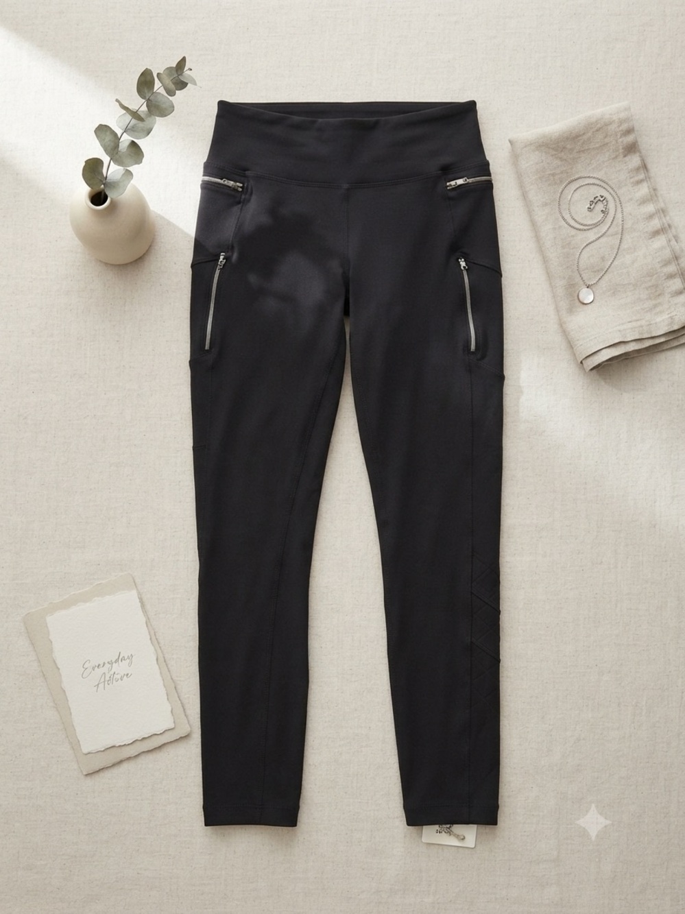 Athleta Black Zip-Pocket High-Rise Leggings